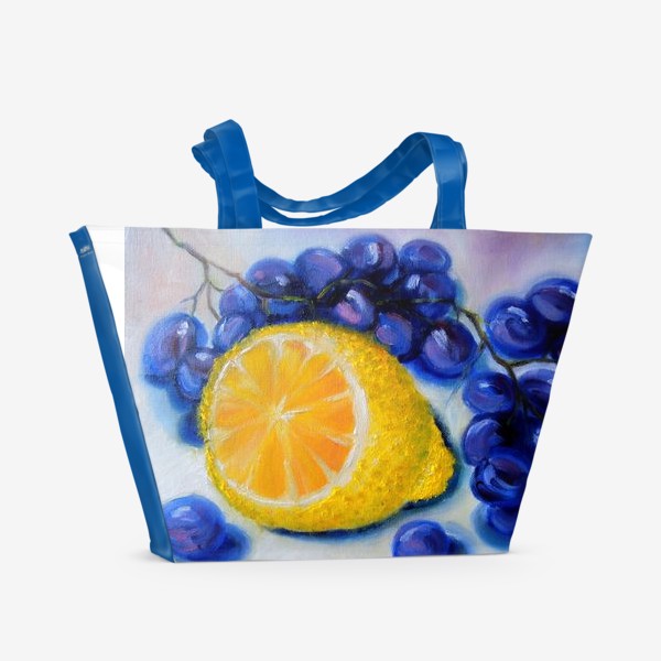 Пляжная сумка «Натюрморт, лимон, виноград»