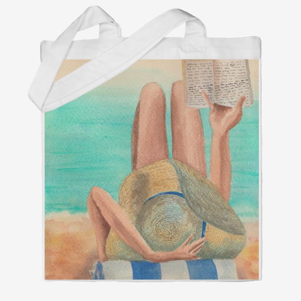 Сумка хб «Девушка с книгой на пляже»