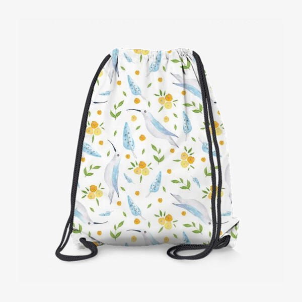 Рюкзак «Орнамент из птичек и желтых цветов»