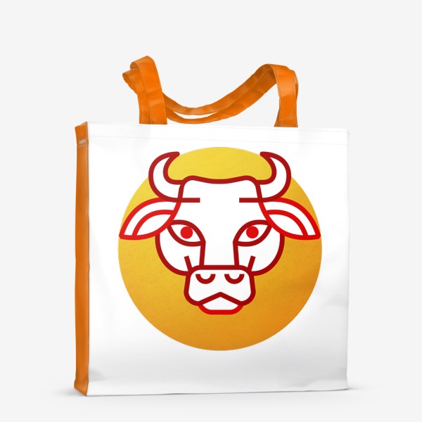 Сумка-шоппер «Золотая Корова. Эмблема. Логотип в золотом круге. Год Быка 2021.»