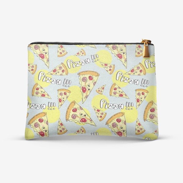 Косметичка «Куски пиццы на желтом и голубом фоне»