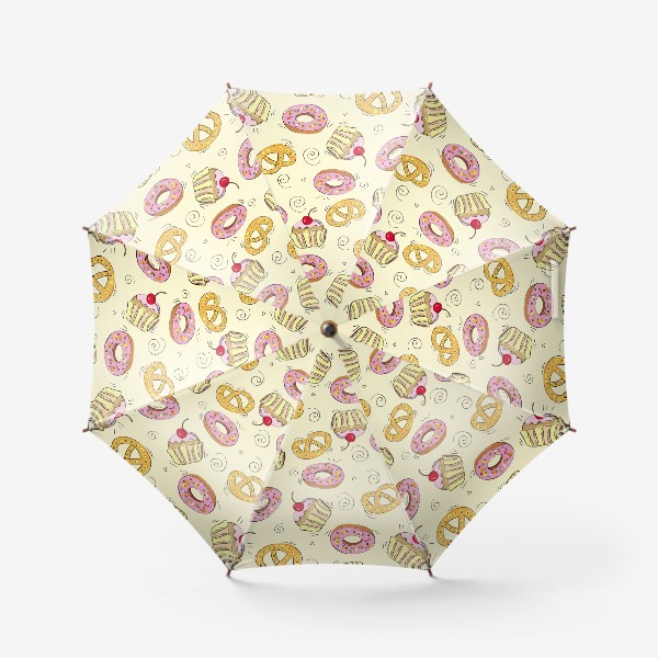 Зонт «Сладости на желтом фоне»