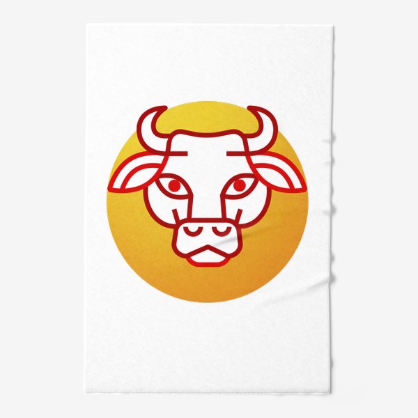 Полотенце «Золотая Корова. Эмблема. Логотип в золотом круге. Год Быка 2021.»