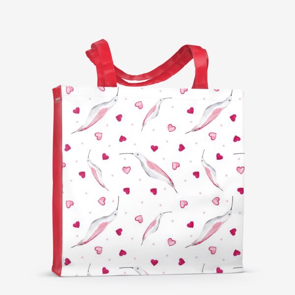 Сумка-шоппер «Орнамент из птиц и сердечек»