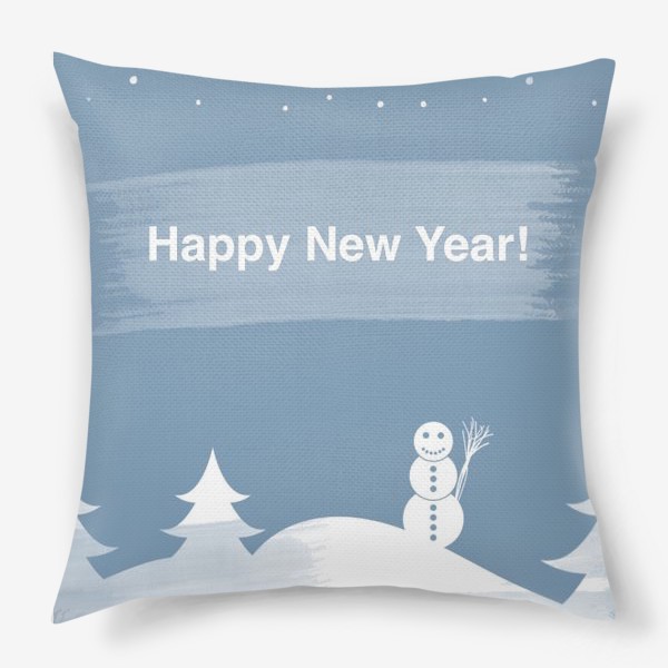 Подушка «Говорящий снеговик. Новогоднее поздравление. Открытка. Минимализм.»
