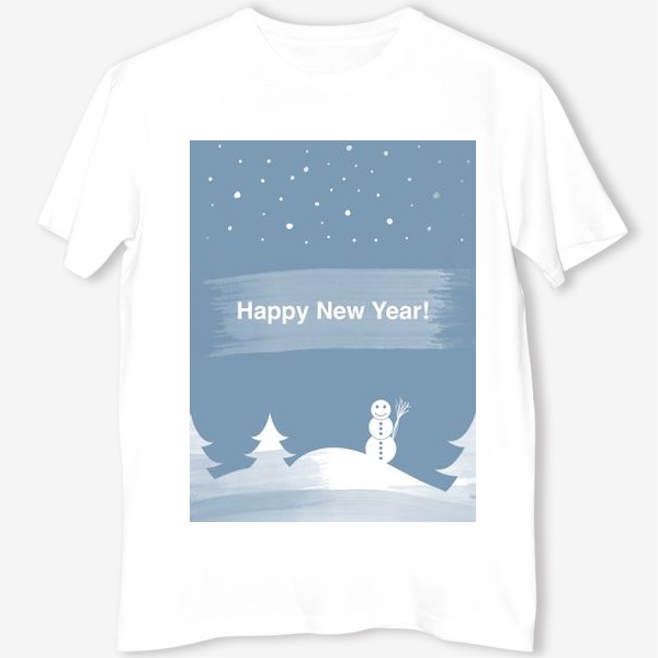 Футболка «Говорящий снеговик. Новогоднее поздравление. Открытка. Минимализм.»