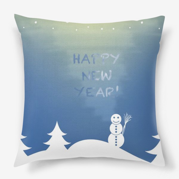 Подушка «Говорящий снеговик. Новогоднее поздравление. Открытка. Минимализм.»