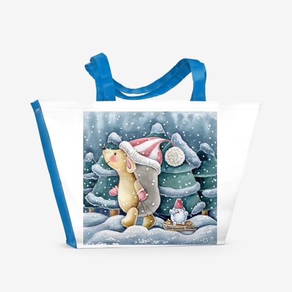 Пляжная сумка «Ёжик в зимнем лесу»