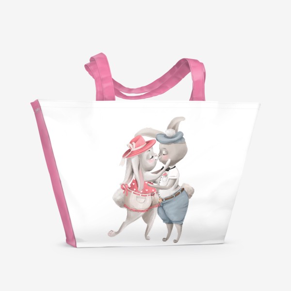 Пляжная сумка «Любовь, влюбленые зайки»