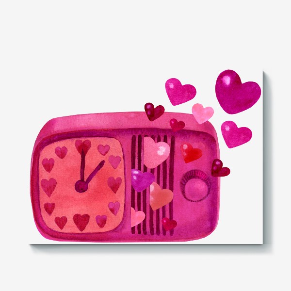 Холст «Время любви - винтажный будильник с сердечками»