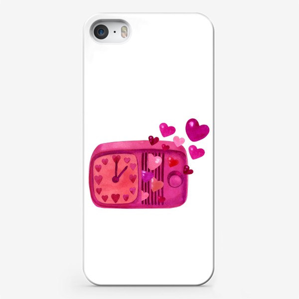 Чехол iPhone «Время любви - винтажный будильник с сердечками»