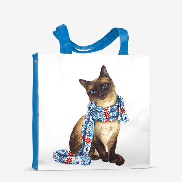 Сумка-шоппер «Новогодний кот в шарфе»