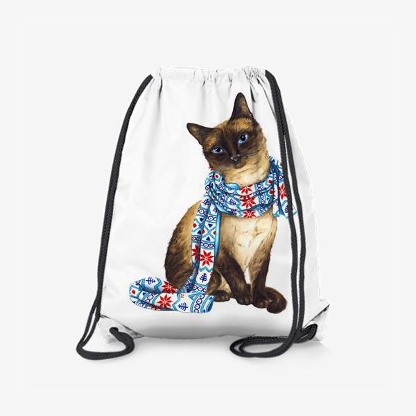 Рюкзак «Новогодний кот в шарфе»