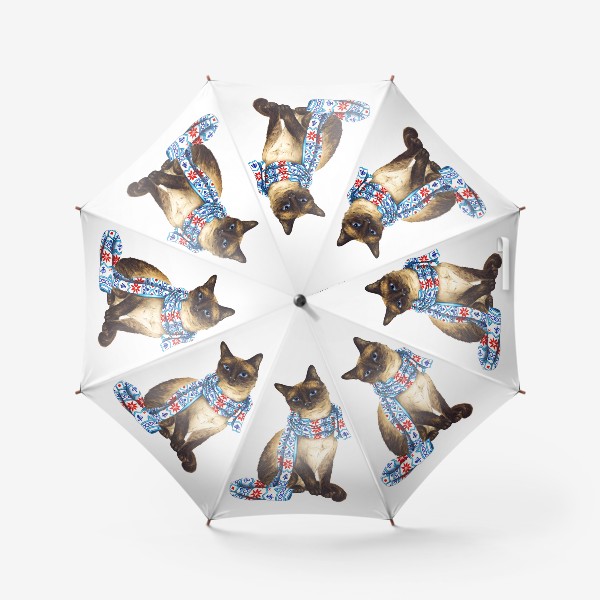 Зонт «Новогодний кот в шарфе»
