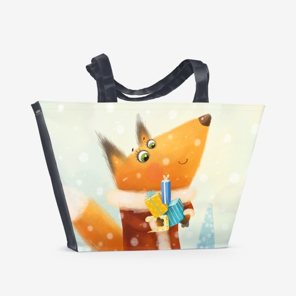 Пляжная сумка «Новогодняя лисичка»