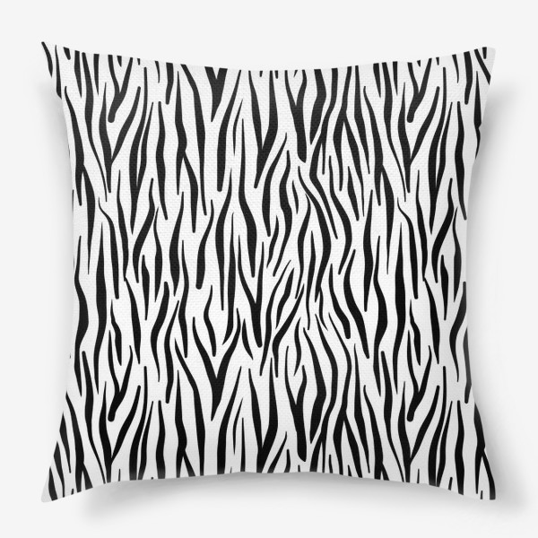 Подушка «Принт зебры животный с полосками черно белый »