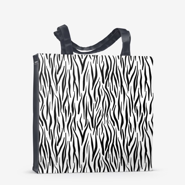 Сумка-шоппер «Принт зебры животный с полосками черно белый »