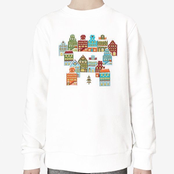 Свитшот «Цветные снежные домики»