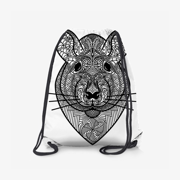 Рюкзак «Узорчатая голова мышки или хомяка . Рисунок крысы с этническим орнаментом. Узор в стиле  дудлинг на мордочке животного»
