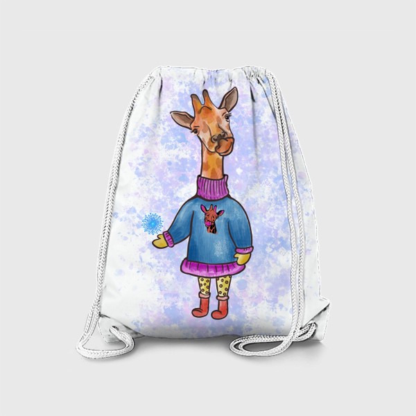 Рюкзак «Жираф с принтом. Снежинка в руке. Детское»