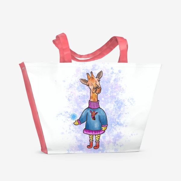 Пляжная сумка «Жираф с принтом. Снежинка в руке. Детское»