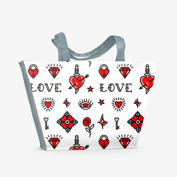 Пляжная сумка «День Святого Валентина в стиле Олд Скул. »