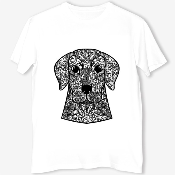 Футболка «Собака  Узорчатая голова. Пёс Рисунок с этническим орнаментом. Узор в стиле  дудлинг на морде животного»