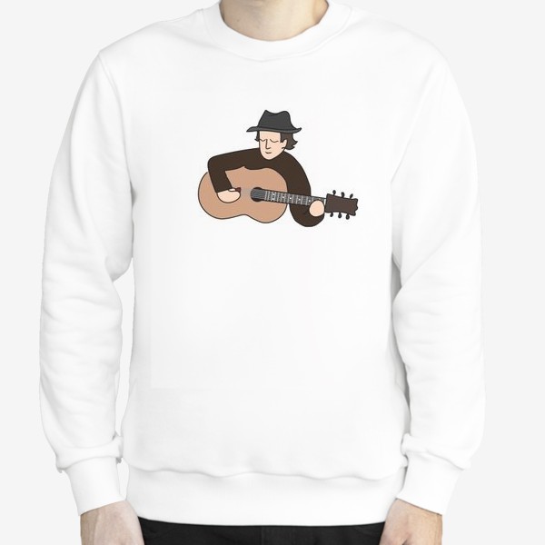Свитшот &laquo;Блюзовый музыкант с гитарой и в шляпе&raquo;