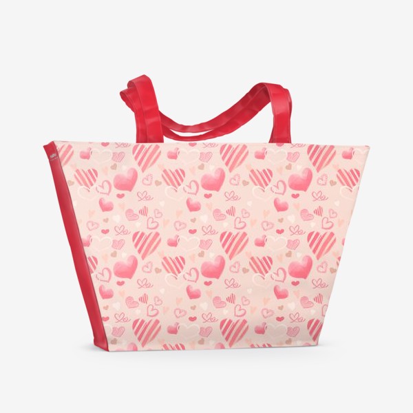 Пляжная сумка «Любовь, сердечки »