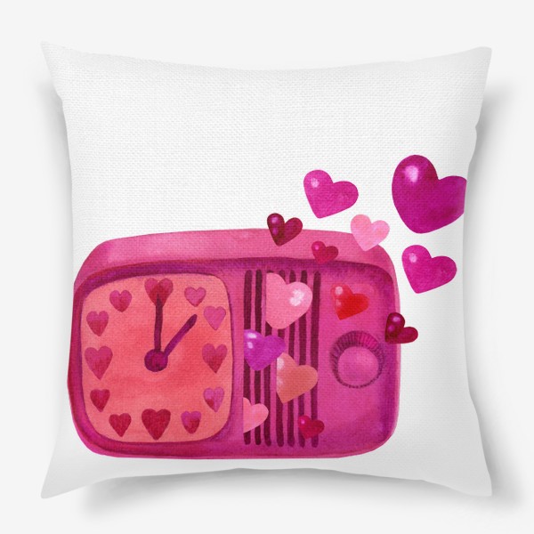 Подушка «Время любви - винтажный будильник с сердечками»