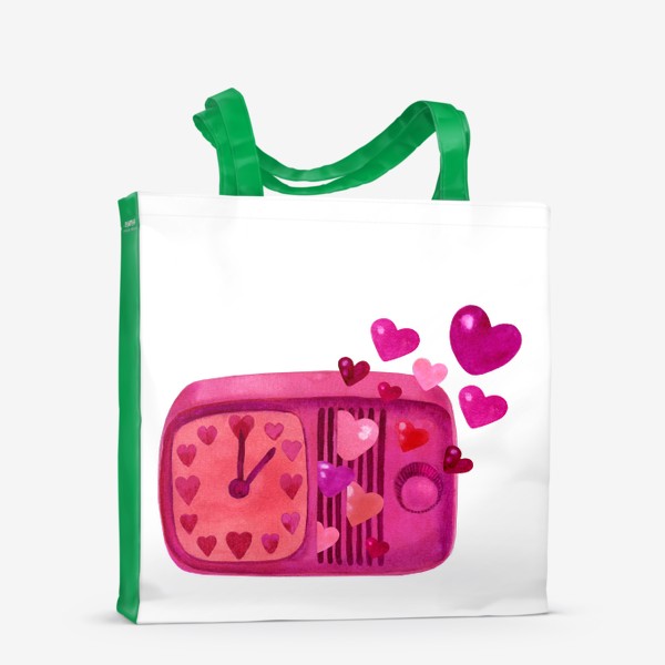 Сумка-шоппер «Время любви - винтажный будильник с сердечками»