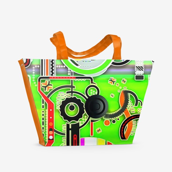 Пляжная сумка «Абстрактный Вектор 3 : яркий зелёный»