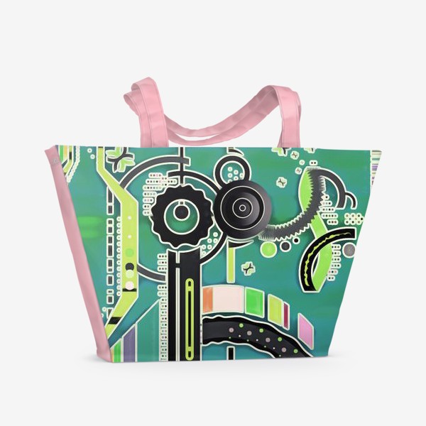 Пляжная сумка «Абстрактный Вектор 3 : холодный зелёный»