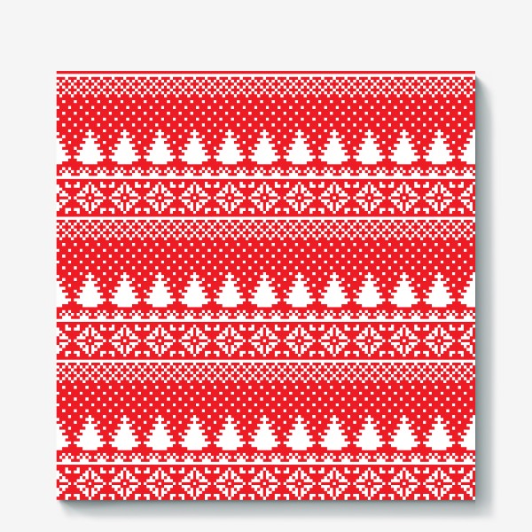 Холст &laquo;Christmas New Year's winter seamless festive Norwegian pixel pattern - Scandinavian style&raquo;