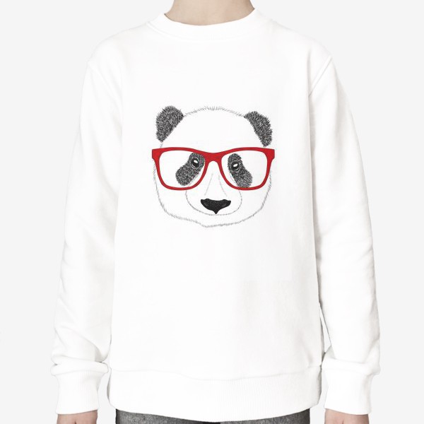 Свитшот «Морда панды в красных очках, скетч, мех»