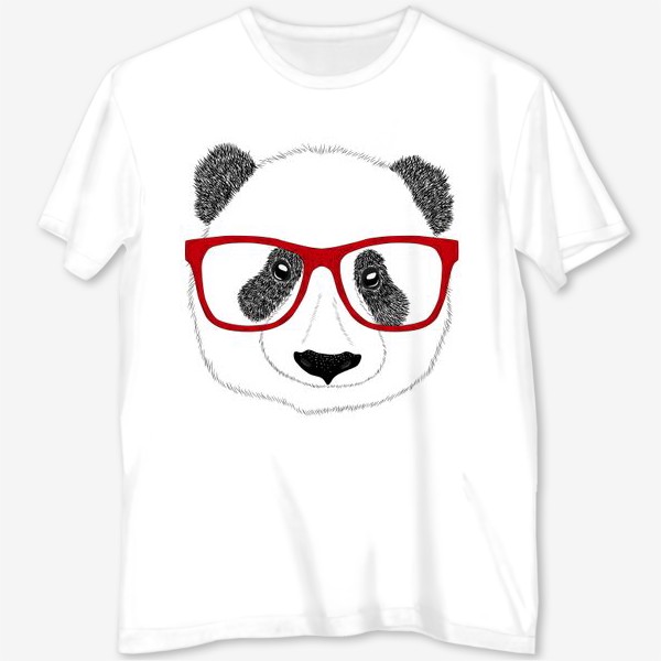 Футболка с полной запечаткой «Морда панды в красных очках, скетч, мех»