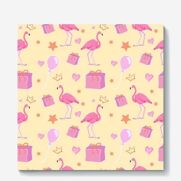 Холст «Милые розовые фламинго. Детский паттерн»