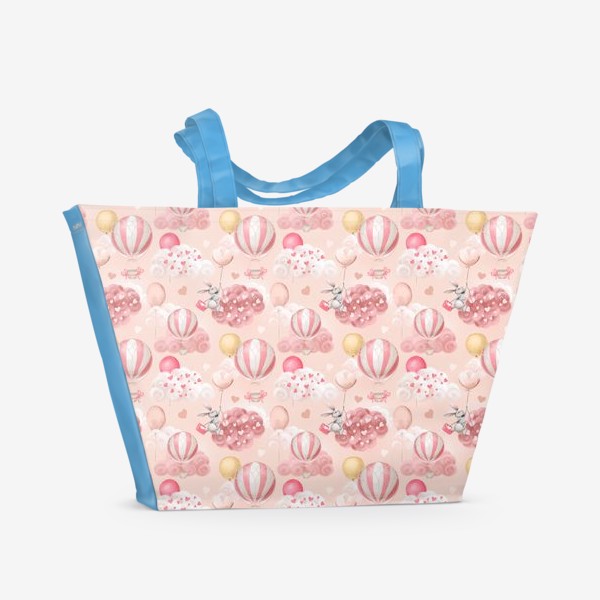 Пляжная сумка «Любовь, шарики, зайка»