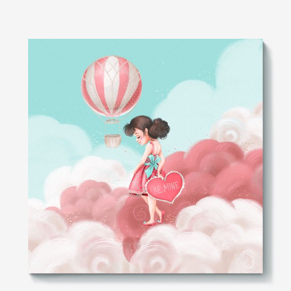 Холст «Любовь, девушка, воздушный шар»
