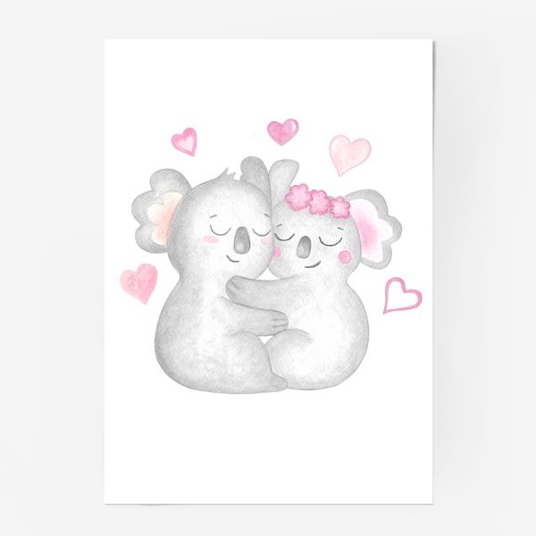Постер «Сладкая парочка. Милые животные. День Влюбленных»