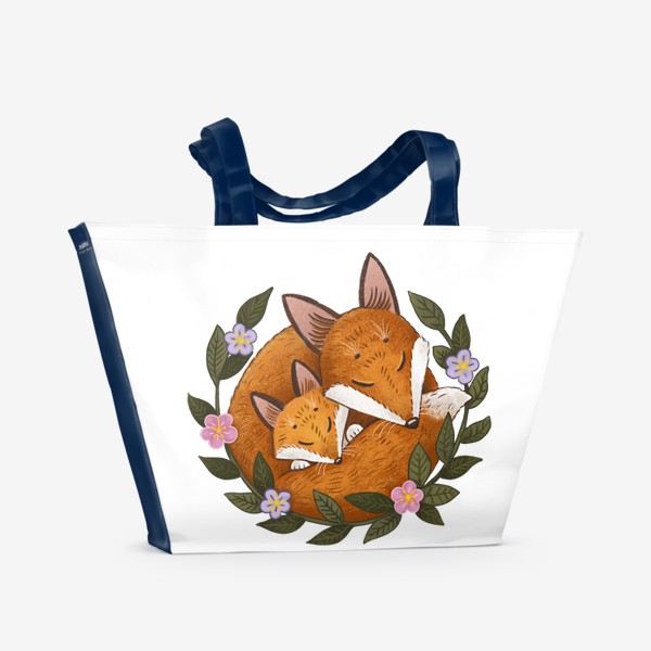 Пляжная сумка «Лиса с лисенком»