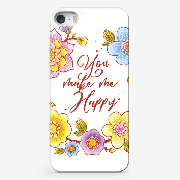 Чехол iPhone «Ты делаешь меня счастливым. You make me happy. Летний цветочный венок»