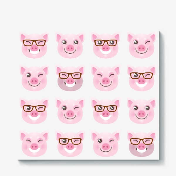 Холст «Счастливые, розовые, смеющиеся свинки. Свинья. Довольный Хрюн»