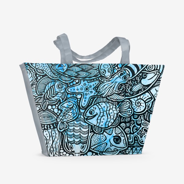 Пляжная сумка «Море, рыбы.»