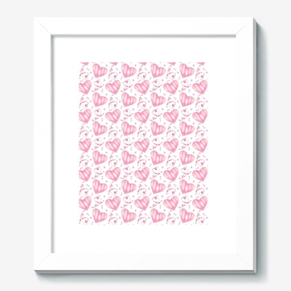 Картина «Нежный орнамент с розовыми сердечками, лентами и конфетти »