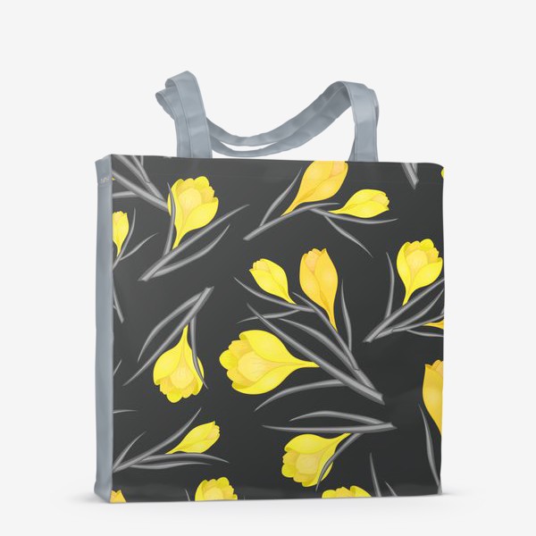 Сумка-шоппер «Желтые крокусы на темном сером»