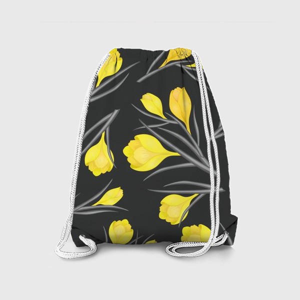 Рюкзак «Желтые крокусы на темном сером»