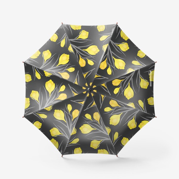 Зонт «Желтые крокусы на темном сером»