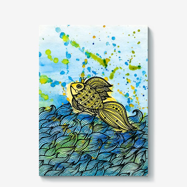 Холст «Золотая рыбка и море»
