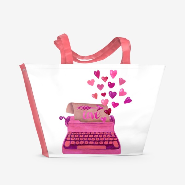 Пляжная сумка «Винтажная печатная машинка печатает признание в любви»
